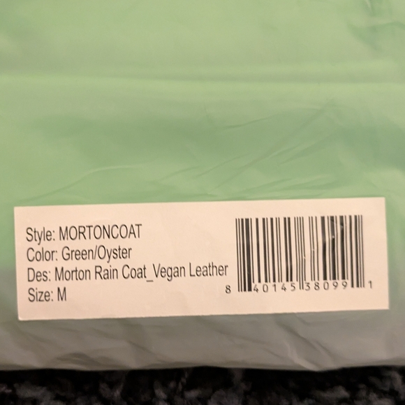 Frances Valentine Morton Rain Coat Vegan Leather Green Oyster - Picture 8 of 16